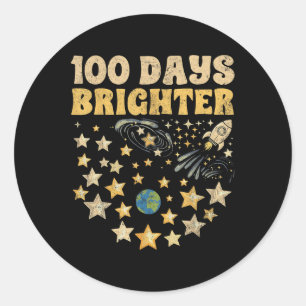 Sticker Rond 100 Jours Enfants Plus Brighters 100e Jour D'Étoil