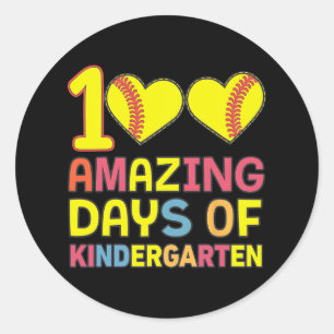 Sticker Rond 100 Jours Extraordinaires De Jardin D'Enfants Joue