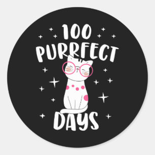 Sticker Rond 100 Jours Fins Chat Joyeux 100e Jour De L'École Co