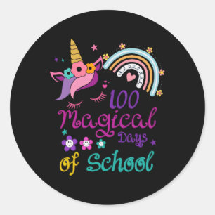 Sticker Rond 100 Jours Magiques De L'École Rainbow Enseignant U