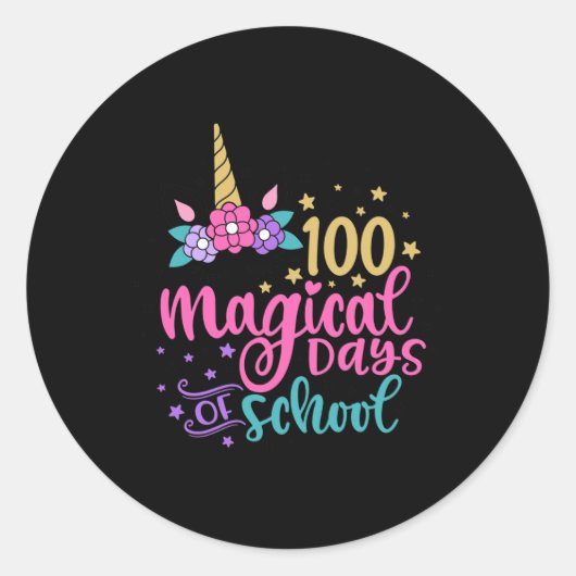 Sticker Rond 100 Jours Magiques D'École (Devant)