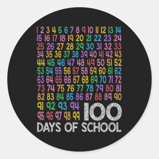 Sticker Rond 100 Jours Maths Numéros 100e Jour De L'Enseignant (Devant)