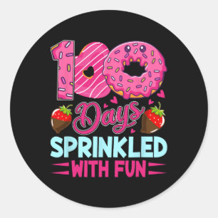 Sticker Rond 100 Jours Parsemés De Filles Amusantes Enfants 100