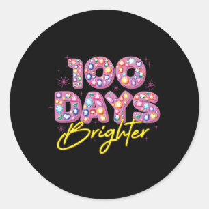 Sticker Rond 100 Jours Plus Brighter Joyeux 100ème Jour De Diam