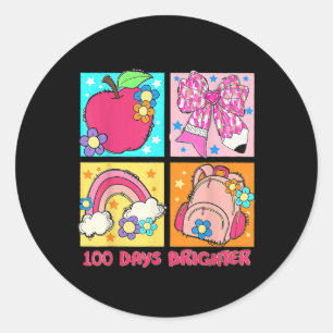 Sticker Rond 100 Jours Plus Brighter Retro Coquette 100e Jour D