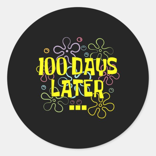 Sticker Rond 100 Jours Plus Tard Enseignant Et Élève 100E Jour  (Devant)