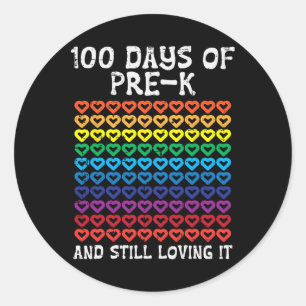 Sticker Rond 100 Jours Pre-K Loving It Hearts 100e Jour De L'Éc