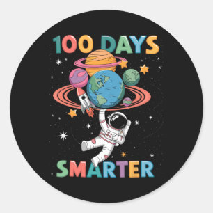 Sticker Rond 100 Jours Smarter 100e Jour D'École Enfants Astron