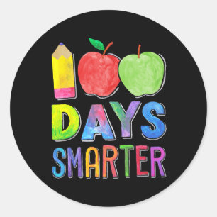 Sticker Rond 100 Jours Smarter 100e Jour D'École Femmes Enseign