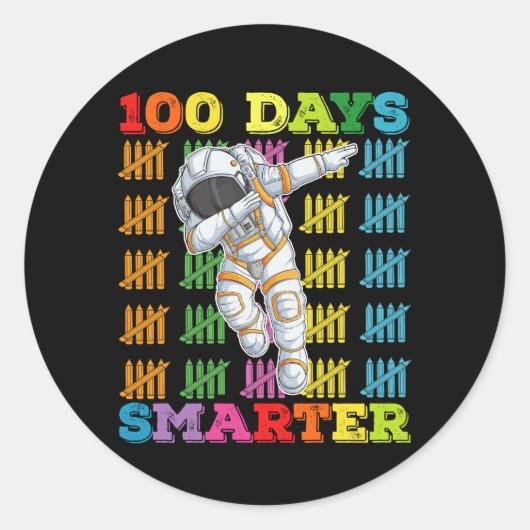 Sticker Rond 100 Jours Smarter Astronaut 100e Jour De L'École (Devant)