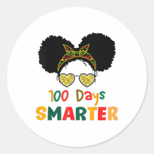 Sticker Rond 100 Jours Smarter Black Girl Messy Bun 100e Jour