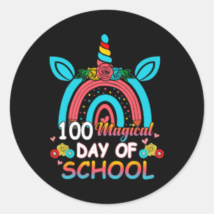 Sticker Rond 100 Jours Smarter Rainbow Unicorn 100ème Jour De S