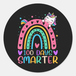 Sticker Rond 100 Jours Smarter Rainbow Unicorn Girls 100e Jour 