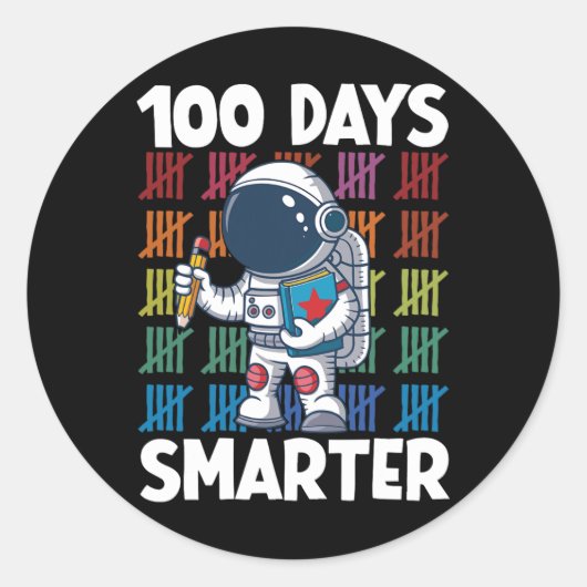 Sticker Rond 100 jours Smarter Space Astronaut 100th Day School (Devant)