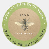 Sticker Rond 100% Miel fait maison Cuisine Bio Abee Vert (Devant)