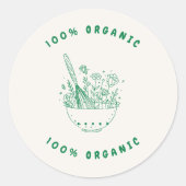 Sticker Rond 100% Organic Baking Flowers (Devant)