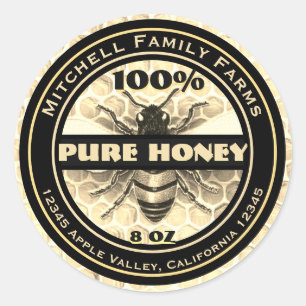 Sticker Rond 100% Pure Honey Bee Lable