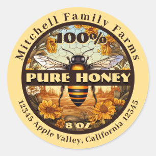 Sticker Rond 100% Pure Honey Bee Lable