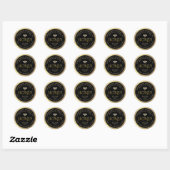Sticker Rond 100% U.S. Honey Hand Bottled Raw Black Gold w Bee (Feuille)