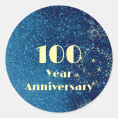 Sticker Rond 100 Year Anniversary Bond & Seal Sparkling Blue (Devant)
