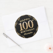 Sticker Rond 100e anniversaire de la Parties scintillant Noir e (Enveloppe)