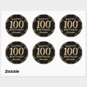 Sticker Rond 100e anniversaire de la Parties scintillant Noir e (Feuille)