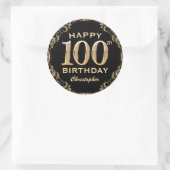 Sticker Rond 100e anniversaire de la Parties scintillant Noir e (Sac)