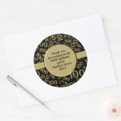 Sticker Rond 100e anniversaire Numéro d'âge Motif Noir/Or (Enveloppe)