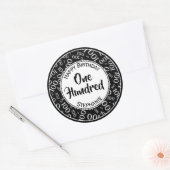 Sticker Rond 100e anniversaire Numéro Motif noir/blanc 100 (Enveloppe)