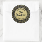 Sticker Rond 100e anniversaire Numéro Motif Noir/Or 100 (Sac)