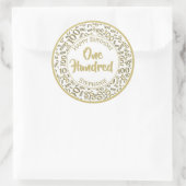 Sticker Rond 100e anniversaire Numéro Motif Or/Blanc 100 (Sac)