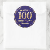 Sticker Rond 100e anniversaire Parties scintillant bleu et or d (Sac)