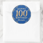 Sticker Rond 100e anniversaire Parties scintillant bleue et or  (Sac)