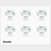 Sticker Rond 100e anniversaire Rose bleu Eucalyptus (Feuille)