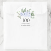 Sticker Rond 100e anniversaire Rose bleu Eucalyptus (Sac)