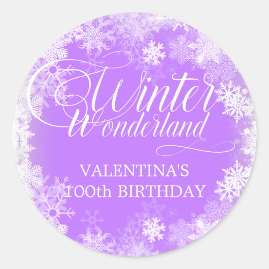 Sticker Rond 100e Anniversaire Wonderland Snowflake Favor (Devant)