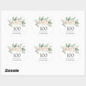 Sticker Rond 100e fête d'anniversaire Rose blanche Eucalyptus (Feuille)