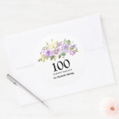 Sticker Rond 100e fête d'anniversaire Rose violet Floral (Enveloppe)
