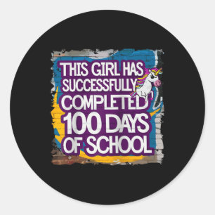 Sticker Rond 100e jour Amusant tenue filles et amp; Étudiant 10