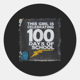 Sticker Rond 100E Jour Amusant Tenue Pour Les Filles 100 Jours 