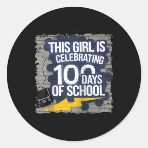 Sticker Rond 100E Jour Amusant Tenue Pour Les Filles 100 Jours