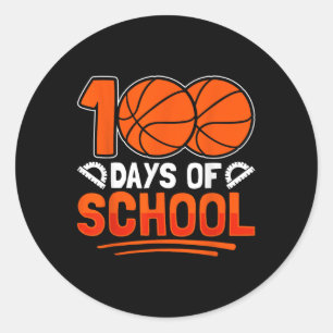 Sticker Rond 100E Jour De Basketball Scolaire 100 Jours D'École