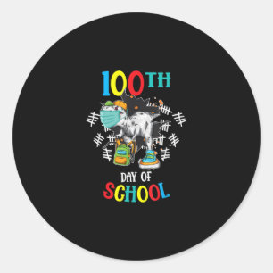 Sticker Rond 100e Jour De Dinosaures Scolaires : Un Masque Virt