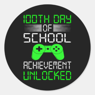 Sticker Rond 100e Jour De L'École Chemise Enfants Jeux Vidéos G