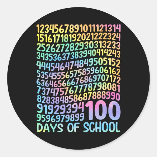 Sticker Rond 100e Jour De L'École Enseignant Enfants 100 Jours  (Devant)
