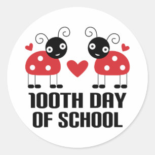Sticker Rond 100e Jour De L'École Ladybug Enseignant Don