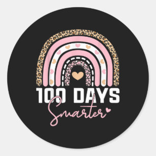 Sticker Rond 100e Jour De L'École Leopard Arc-En-Ciel 100 Jours