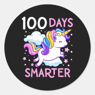 Sticker Rond 100e Jour de l'école Unicorne 100 Jours Smarter Ki