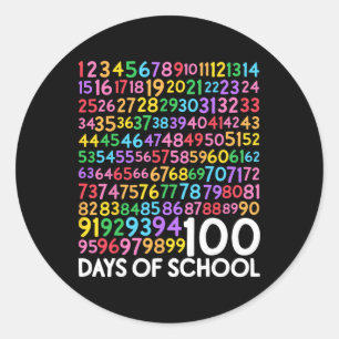 Sticker Rond 100e jour d'école enseignant enfants 100 jours mat