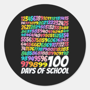 Sticker Rond 100e jour d'école enseignant enfants 100 jours Mat